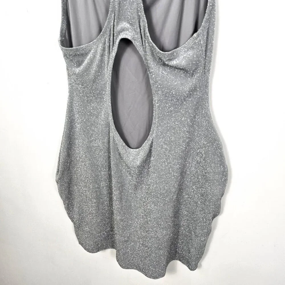 SKIMS Glitter Swim Metallic Dress Cover Up 2X Nickel Silver